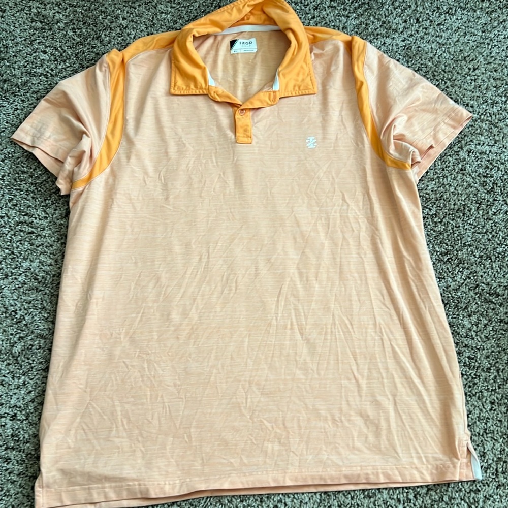 Light Peach Polo Shirt with Orange Trim - Men's Casual Golf Shirt
